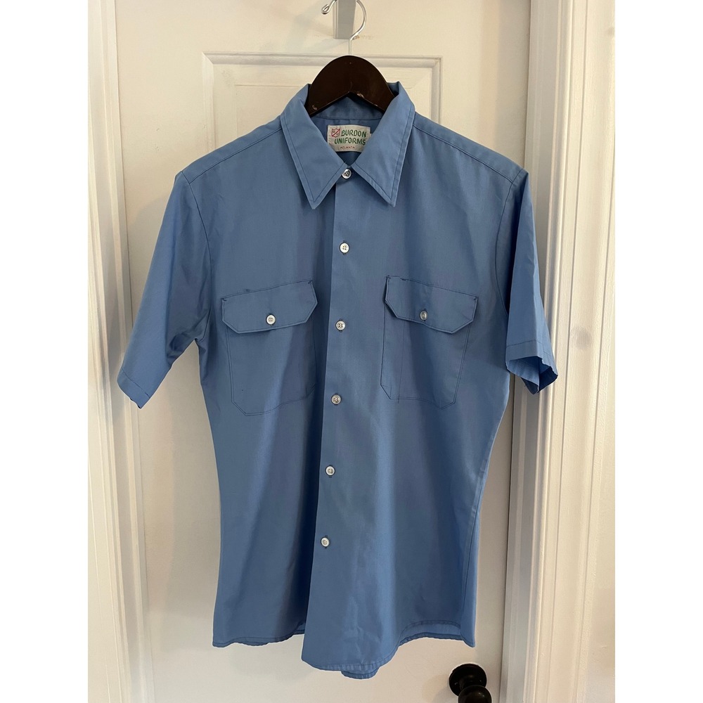 Vintage Blue Short Sleeve Work Shirt